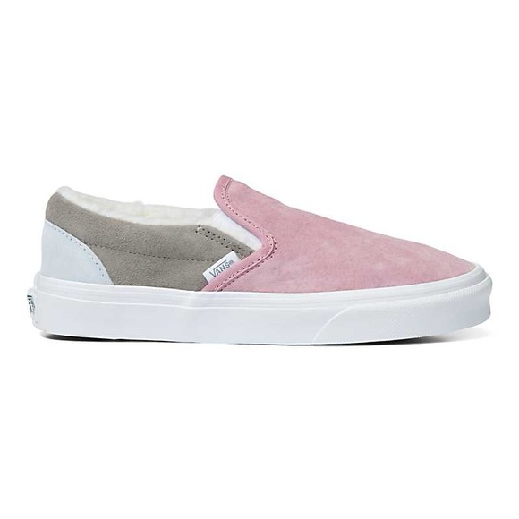 Vans Unisex Pig Suede Shearling Slip On Pink Grey Sneakers Sz W 9 M 7.5 NWT - Picture 4 of 16